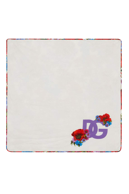 بطانية جيرسيه بطبعة زهور وشعار DG